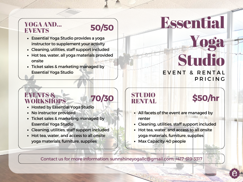 Event Partnering & Studio Rentals – Essential Yoga Studio